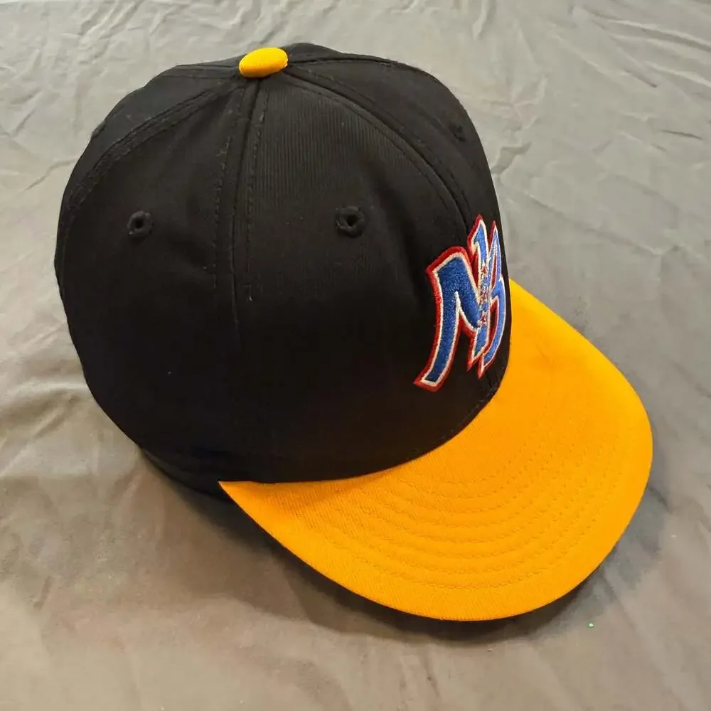 Champro NB Baseball Hat XS/S Black Gold Fitted Youth Team Cap Embroidered